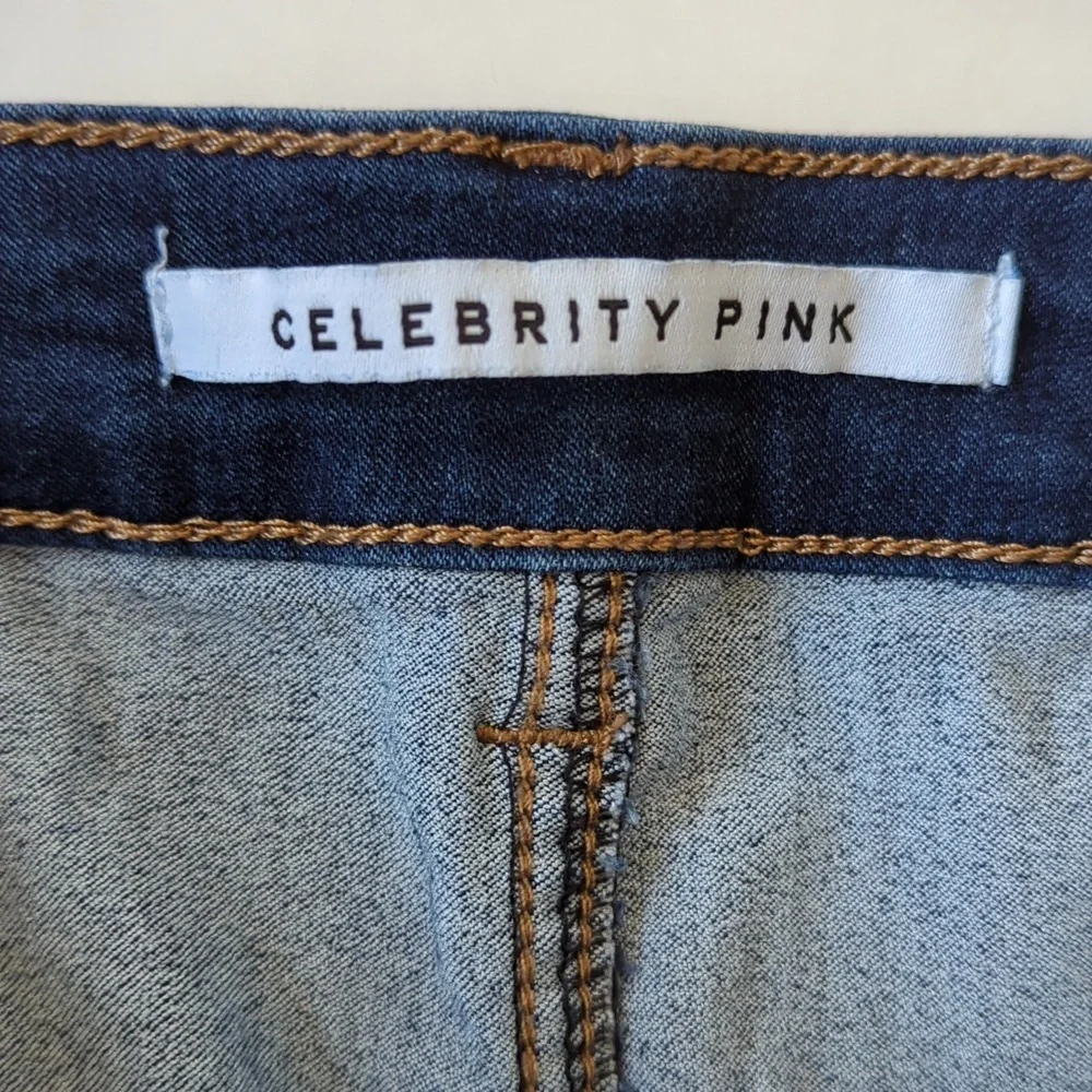 Celebrity Pink Button Up Denim Skirt Junior 5/27 Blue - Picture 2 of 9